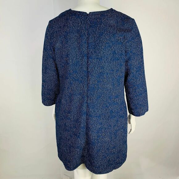 Gap Womans Sz XL Dress Blue Abstract 3/4 Sleeve Pockets V Neck Pockets - Picture 7 of 8
